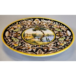 ANTICO PIATTO PARATA MAIOLICA Sesto Fiorentino LA COLONNATA Dipinto Paesaggio