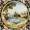 ANTICO PIATTO da PARATA MAIOLICA Sesto Fiorentino LA COLONNATA Dipinto Paesaggio