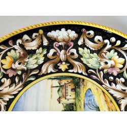 ANTICO PIATTO da PARATA MAIOLICA Sesto Fiorentino LA COLONNATA Dipinto Paesaggio