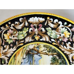 ANTICO PIATTO da PARATA MAIOLICA Sesto Fiorentino LA COLONNATA Dipinto Paesaggio
