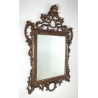 ANTICA SPECCHIERA BAROCCA CORNICE LEGNO FOGLIA ARGENTO DECORO LEGNO CONCHIGLIA