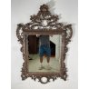 ANTICA SPECCHIERA BAROCCA CORNICE LEGNO FOGLIA ARGENTO DECORO LEGNO CONCHIGLIA