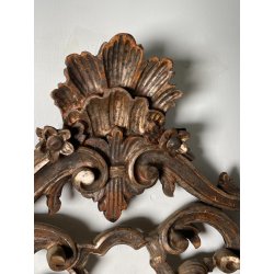 ANTICA SPECCHIERA BAROCCA CORNICE LEGNO FOGLIA ARGENTO DECORO LEGNO CONCHIGLIA