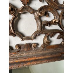 ANTICA SPECCHIERA BAROCCA CORNICE LEGNO FOGLIA ARGENTO DECORO LEGNO CONCHIGLIA