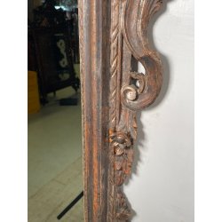 ANTICA SPECCHIERA BAROCCA CORNICE LEGNO FOGLIA ARGENTO DECORO LEGNO CONCHIGLIA