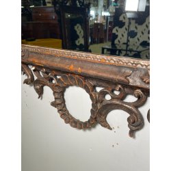 ANTICA SPECCHIERA BAROCCA CORNICE LEGNO FOGLIA ARGENTO DECORO LEGNO CONCHIGLIA