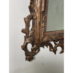 ANTICA SPECCHIERA BAROCCA CORNICE LEGNO FOGLIA ARGENTO DECORO LEGNO CONCHIGLIA