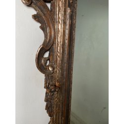 ANTICA SPECCHIERA BAROCCA CORNICE LEGNO FOGLIA ARGENTO DECORO LEGNO CONCHIGLIA