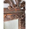 ANTICA SPECCHIERA BAROCCA CORNICE LEGNO FOGLIA ARGENTO DECORO LEGNO CONCHIGLIA