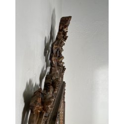 ANTICA SPECCHIERA BAROCCA CORNICE LEGNO FOGLIA ARGENTO DECORO LEGNO CONCHIGLIA