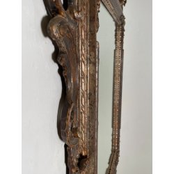 ANTICA SPECCHIERA BAROCCA CORNICE LEGNO FOGLIA ARGENTO DECORO LEGNO CONCHIGLIA