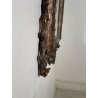 ANTICA SPECCHIERA BAROCCA CORNICE LEGNO FOGLIA ARGENTO DECORO LEGNO CONCHIGLIA