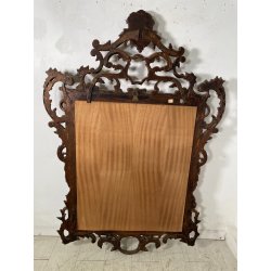 ANTICA SPECCHIERA BAROCCA CORNICE LEGNO FOGLIA ARGENTO DECORO LEGNO CONCHIGLIA