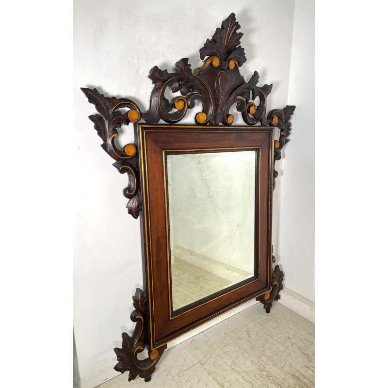 ANTICA GRANDE SPECCHIERA CORNICE LEGNO DORATO 1900 CAMINIERA LIBERTY BAROCCO