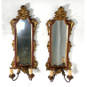 ANTICA COPPIA PICCOLE SPECCHIERE APPLIQUE 2 LUCI EPOCA '800 LUMI CORNICE DORATA