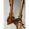 ANTICA COPPIA PICCOLE SPECCHIERE APPLIQUE 2 LUCI EPOCA '800 LUMI CORNICE DORATA