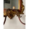 ANTICA COPPIA PICCOLE SPECCHIERE APPLIQUE 2 LUCI EPOCA '800 LUMI CORNICE DORATA