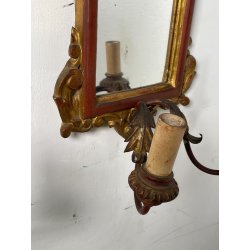 ANTICA COPPIA PICCOLE SPECCHIERE APPLIQUE 2 LUCI EPOCA '800 LUMI CORNICE DORATA
