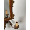 ANTICA COPPIA PICCOLE SPECCHIERE APPLIQUE 2 LUCI EPOCA '800 LUMI CORNICE DORATA