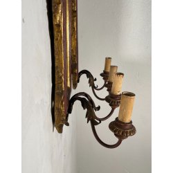 ANTICA COPPIA PICCOLE SPECCHIERE APPLIQUE 2 LUCI EPOCA '800 LUMI CORNICE DORATA