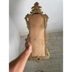 ANTICA COPPIA PICCOLE SPECCHIERE APPLIQUE 2 LUCI EPOCA '800 LUMI CORNICE DORATA