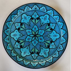 GRANDE PIATTO PARATA Safi MAROCCO 900 Terracotta DIPINTO Turchese DECORO Moresco