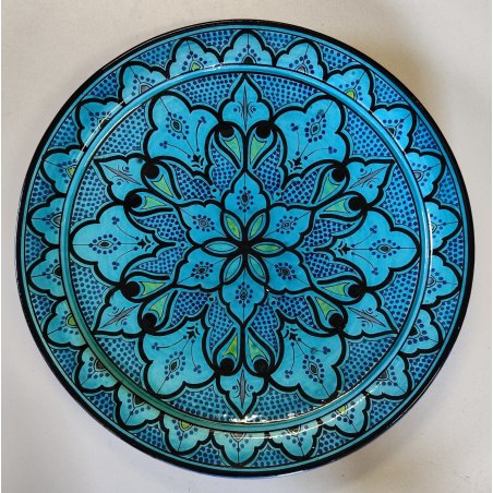 GRANDE PIATTO PARATA Safi MAROCCO 900 Terracotta DIPINTO Turchese DECORO Moresco