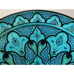 GRANDE PIATTO PARATA Safi MAROCCO 900 Terracotta DIPINTO Turchese DECORO Moresco