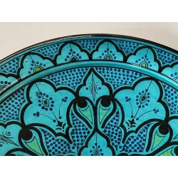 GRANDE PIATTO PARATA Safi MAROCCO 900 Terracotta DIPINTO Turchese DECORO Moresco