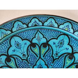 GRANDE PIATTO PARATA Safi MAROCCO 900 Terracotta DIPINTO Turchese DECORO Moresco