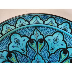GRANDE PIATTO PARATA Safi MAROCCO 900 Terracotta DIPINTO Turchese DECORO Moresco
