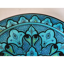 GRANDE PIATTO PARATA Safi MAROCCO 900 Terracotta DIPINTO Turchese DECORO Moresco
