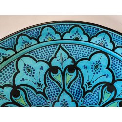 GRANDE PIATTO PARATA Safi MAROCCO 900 Terracotta DIPINTO Turchese DECORO Moresco