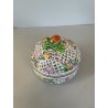 VASO PORCELLANA HEREND DIPINTO FLOREALE FIORI BARATTOLO SCATOLA BOMBONIERA 1960