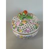 VASO PORCELLANA HEREND DIPINTO FLOREALE FIORI BARATTOLO SCATOLA BOMBONIERA 1960