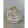 VASO PORCELLANA HEREND DIPINTO FLOREALE FIORI BARATTOLO SCATOLA BOMBONIERA 1960