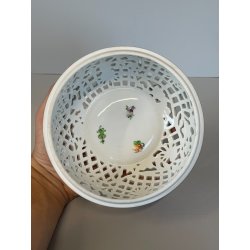 VASO PORCELLANA HEREND DIPINTO FLOREALE FIORI BARATTOLO SCATOLA BOMBONIERA 1960