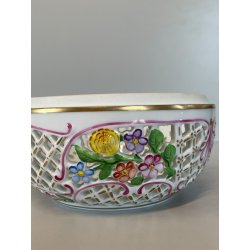 VASO PORCELLANA HEREND DIPINTO FLOREALE FIORI BARATTOLO SCATOLA BOMBONIERA 1960