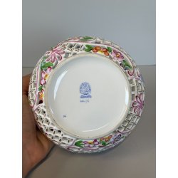 VASO PORCELLANA HEREND DIPINTO FLOREALE FIORI BARATTOLO SCATOLA BOMBONIERA 1960