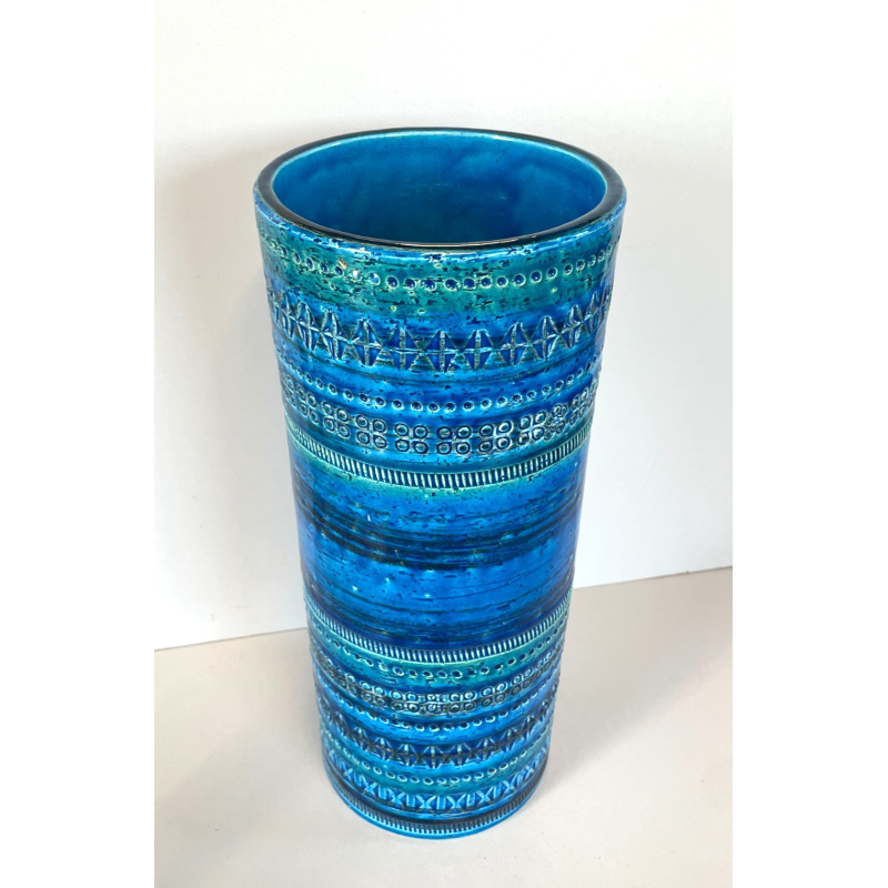 GRANDE VASO CERAMICA BITOSSI ALDO LONDI RIMINI BLU VINTAGE DEISGN ITALIA ANNI 70