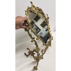 ANTICA SPECCHIERA BRONZO DORATO epoca '900 Barocchetto PSICHE SPECCHIO TOILETTE