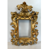 ANTICA PICCOLA CORNICE BAROCCA DORATA LEGNO SCOLPITO 38 cm x 27 cm EPOCA 1850