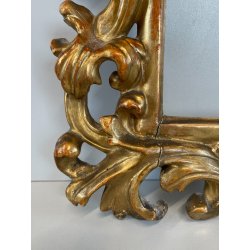 ANTICA PICCOLA CORNICE BAROCCA DORATA LEGNO SCOLPITO 38 cm x 27 cm EPOCA 1850