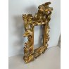 ANTICA PICCOLA CORNICE BAROCCA DORATA LEGNO SCOLPITO 38 cm x 27 cm EPOCA 1850