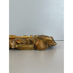 ANTICA PICCOLA CORNICE BAROCCA DORATA LEGNO SCOLPITO 38 cm x 27 cm EPOCA 1850