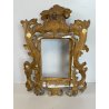 ANTICA PICCOLA CORNICE BAROCCA DORATA LEGNO SCOLPITO 38 cm x 27 cm EPOCA 1850