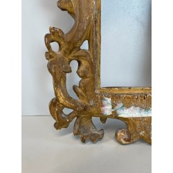 ANTICA PICCOLA CORNICE BAROCCA DORATA LEGNO SCOLPITO 38 cm x 27 cm EPOCA 1850