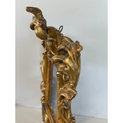 ANTICA PICCOLA CORNICE BAROCCA DORATA LEGNO SCOLPITO 38 cm x 27 cm EPOCA 1850