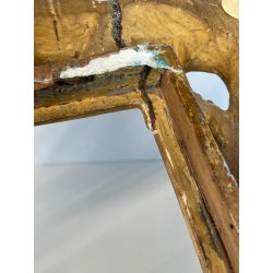ANTICA PICCOLA CORNICE BAROCCA DORATA LEGNO SCOLPITO 38 cm x 27 cm EPOCA 1850