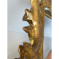 ANTICA PICCOLA CORNICE BAROCCA DORATA LEGNO SCOLPITO 38 cm x 27 cm EPOCA 1850